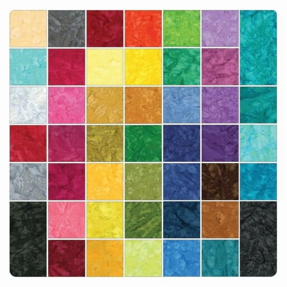 10" Layer Cake Squares - Bali Granite Hill Benartex Triple Dyed Balis Batiks Ten-Square Fabric Bundle Quilter's Cotton Fabric Precuts (BGH10PK) M542.32