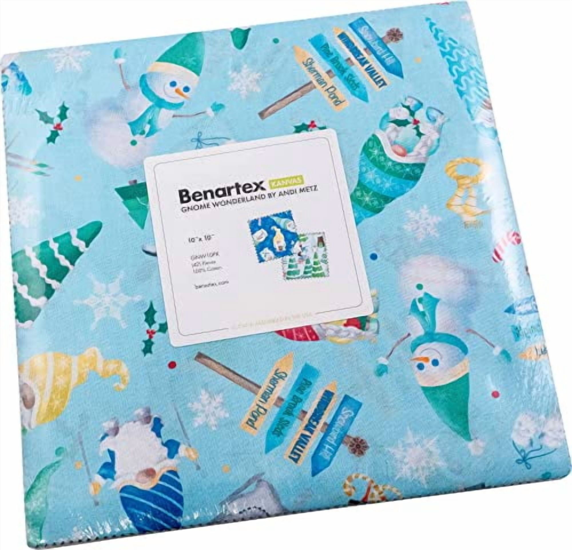 10" Layer Cake Squares - Gnome Wonderland by Andi Metz for Benartex Kanvas Studio Gnomes Christmas Ten-Square Fabric Bundle Quilter's Cotton Fabric Precuts (GNW10PK) M542.24