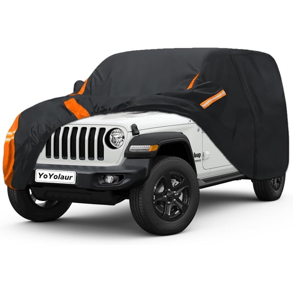10-Layer Compatible with Jeep Wrangler Cover Waterproof 2 Door All Weather for Automobiles, Outdoor Full Exterior Soft Cotton Lining Zipper, Fit CJ YJ TJ JK JL