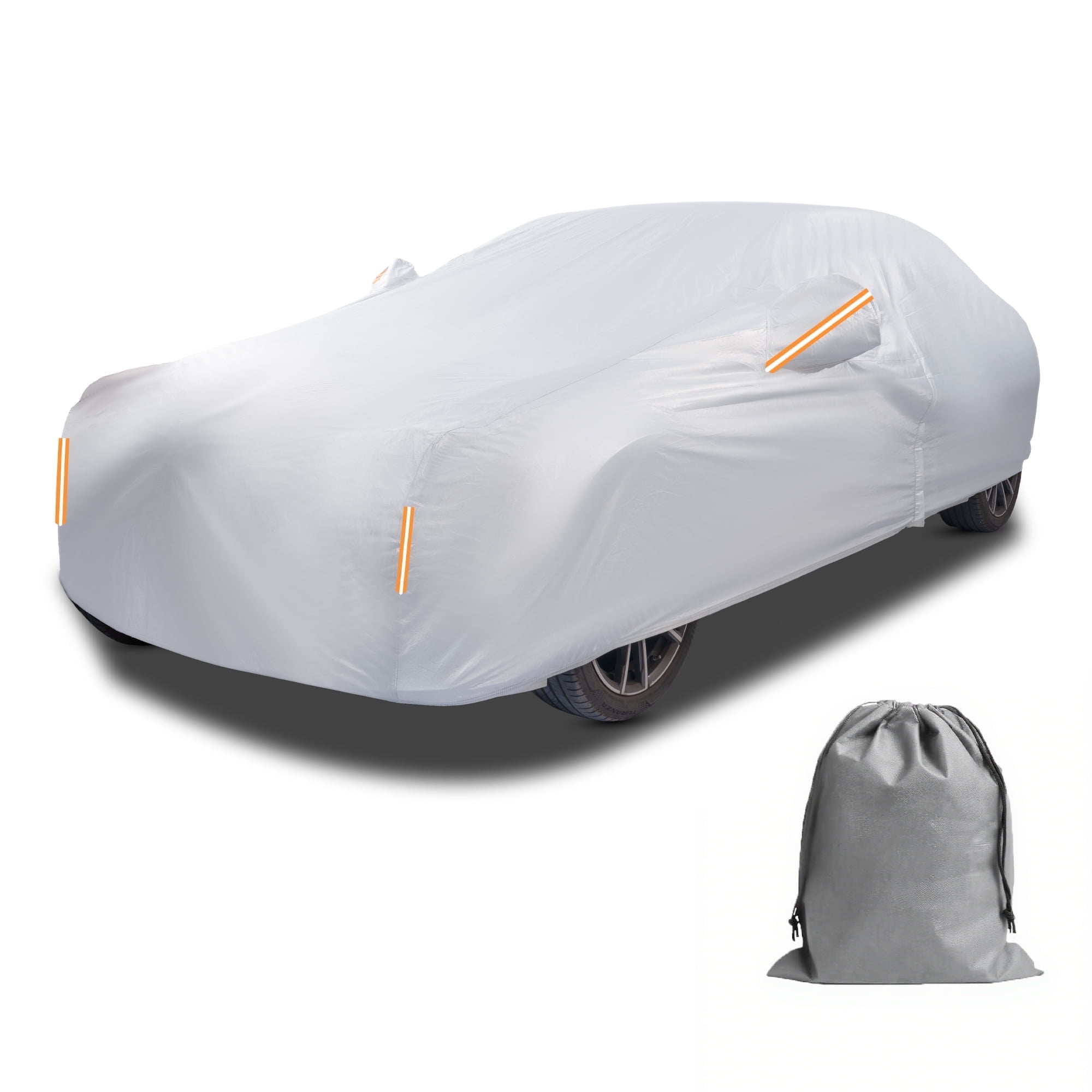 Caromop All-Weather 10-Layer Waterproof Car Cover-Maximum Protection & Easy Storage with Fit Straps & Bag-Size A4