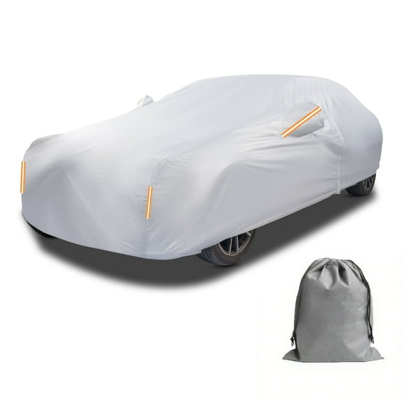 Caromop All-Weather 10-Layer Waterproof Car Cover-Maximum Protection & Easy Storage with Fit Straps & Bag-Size A5