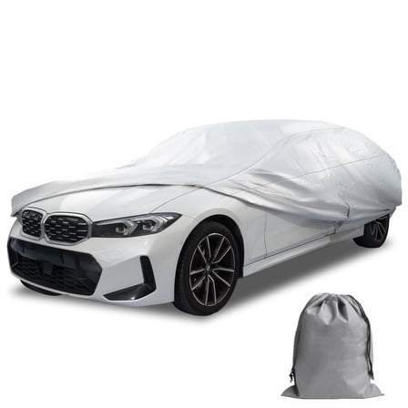 Caromop All-Weather 10-Layer Waterproof Car Cover-Maximum Protection & Easy Storage with Fit Straps & Bag-Size C2