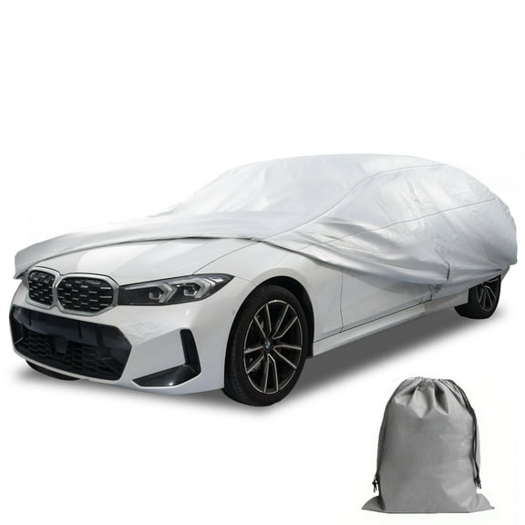 Caromop All-Weather 10-Layer Waterproof Car Cover-Maximum Protection & Easy Storage with Fit Straps & Bag-Size C6
