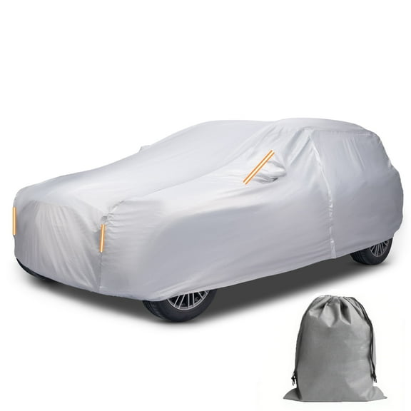Caromop All-Weather 10-Layer Waterproof Car Cover-Maximum Protection & Easy Storage with Fit Straps & Bag-Size S5