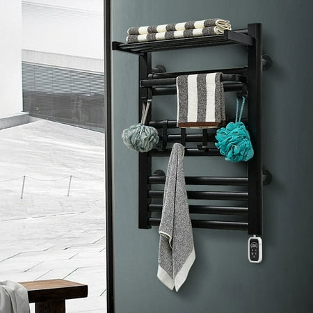 10 Layers Heated Towel Rack Towel Warmer Wall Mounted Drying Heating Shelf with Timer