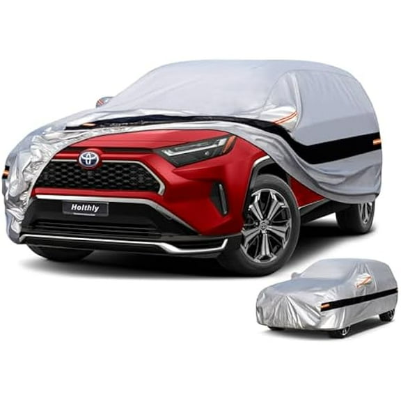 10 Layers SUV Car Cover Custom Fit for Toyota Rav4 (2005-2024),Waterproof All Weather for Automobiles, Outdoor Full Cover Sun UV Rain Protection.Black