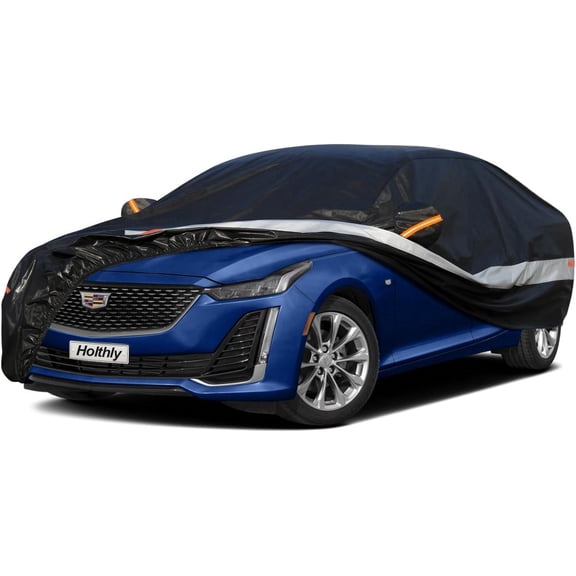 Kayme 10-Layer Waterproof All Weather Mid-Size Sedan Cover Custom Fit Lexus ES Cadillac CT5 CTS Buick LaCrosse And More With Driver Door Zipper