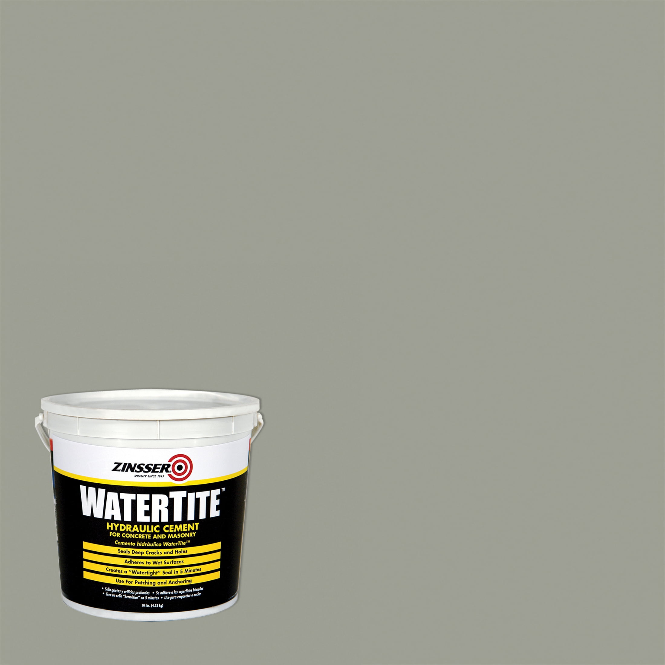 10 Lb Pail, Zinsser WaterTite Concrete and Masonry Hydraulic Cement5071DSV, Gray, 4 Pack