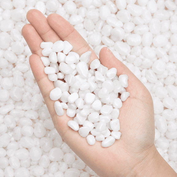 10 Lb Polished White Decorative Pebbles, 3/8" Small River Rocks for Home and Outdoor Use