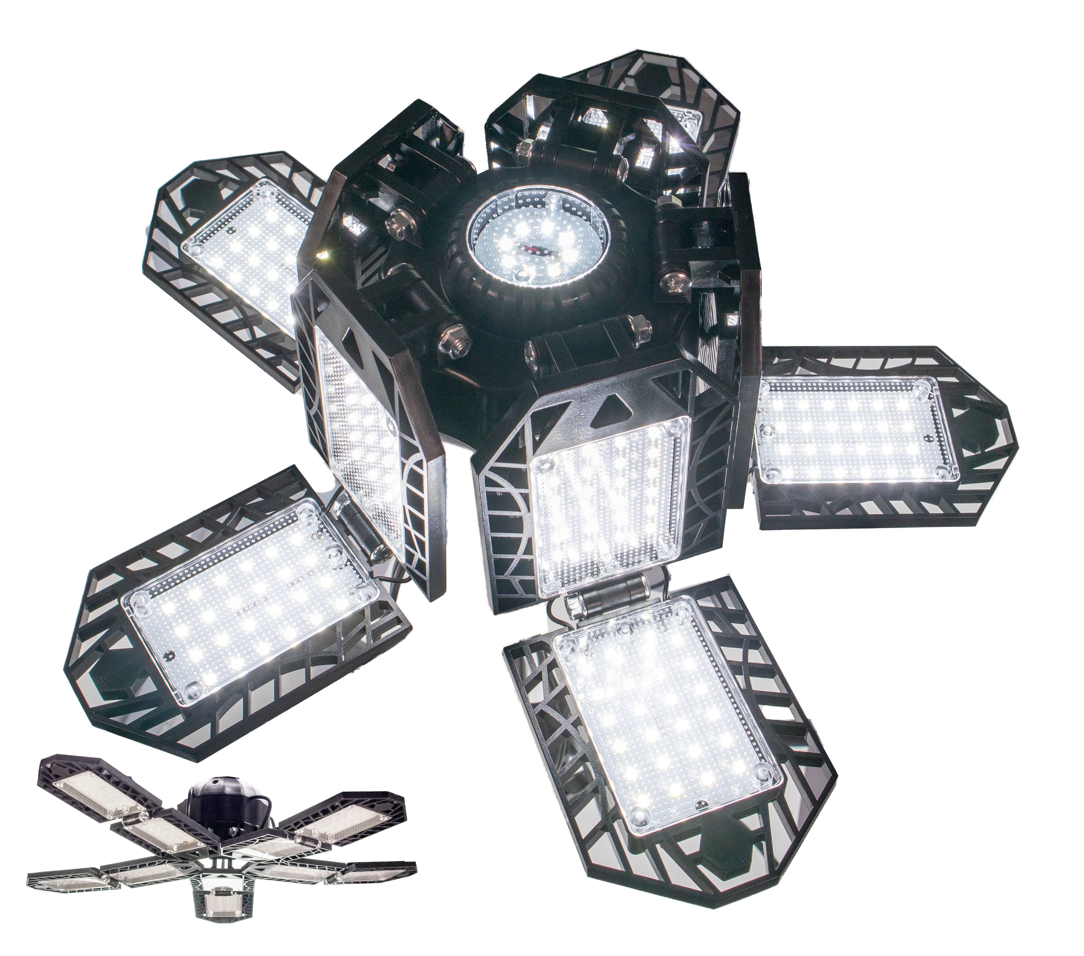 10 Leaf Garage Led Light Bulb 60W LED w/ Adjustable Aluminum Panels, 256 LEDs, E26/E27 6000K - 7200LM Ceiling Fixture for Basement Warehouse Workshop Home