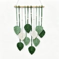 thumbnail image 1 of 10 Leaves Cotton Rope Tassel Tapestry, Boho Chic Aesthetic Wall Hanging Decor, Hand Woven Bohemian Wall Art Ornament for Home Indoor Decoration(Green), 1 of 7