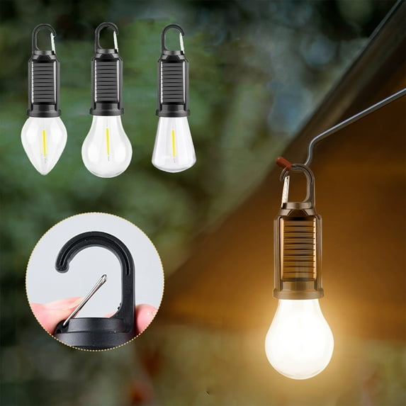 Under 10,Led Camping Lantern, USB Rechargeable Outdoor Tent Lights, Hanging Light Bulbs, Clip Hook, Flashlight, Portable, For Hiking, Camping, Emergency Lighting Noise Free|Plastic,Black