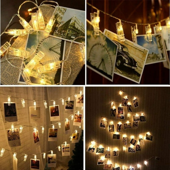 10 Led Photo Light String 1.5 M Warm, For Hanging Pictures Cards Artwork Indoor Outdoor Decoration, Battery - Powered Compact Portable String Lights With Clips For Home Dorm