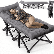 10-Leg Folding Camping Cot with Removable Thick Quilted Mattress, Portable Fold Up Sleeping Bed for Camping, Backyard, Travel, Guest & Outdoor Use,450lbs