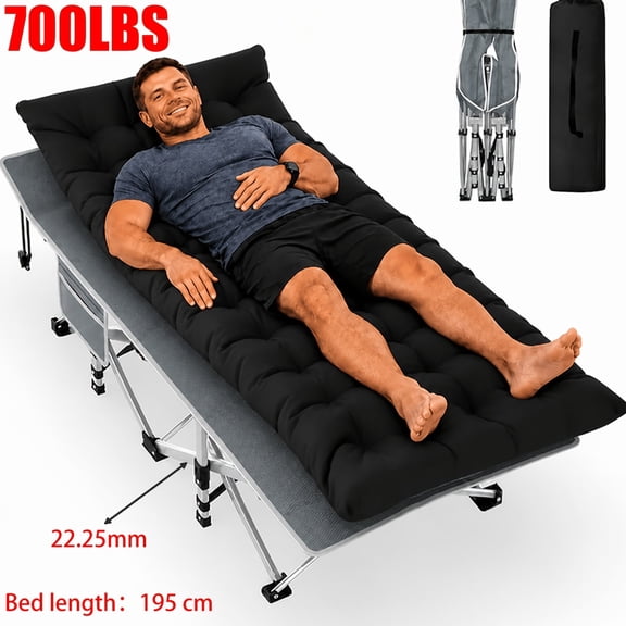 10-Leg Folding Camping Cot with Removable Thick Quilted Mattress, Portable Fold Up Sleeping Bed for Camping, Backyard, Travel, Guest & Outdoor Use