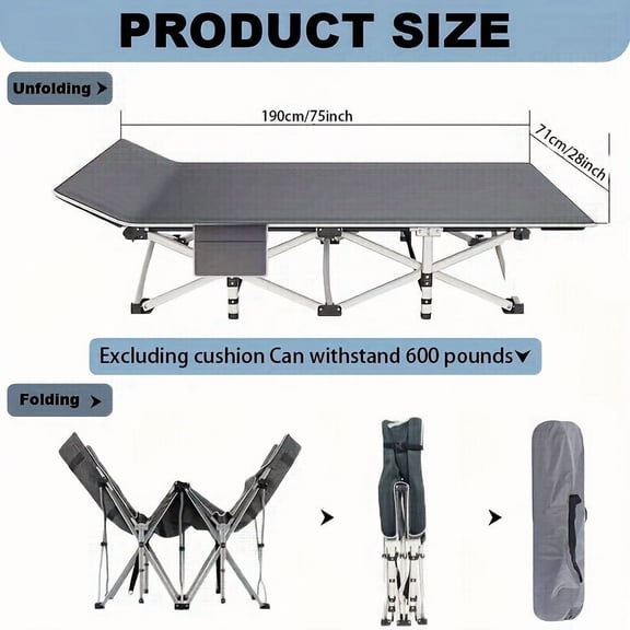 10-Leg Folding Camping Cot with Removable Thick Quilted Mattress, Portable Fold Up Sleeping Bed for Camping, Backyard, Travel, Guest & Outdoor Use