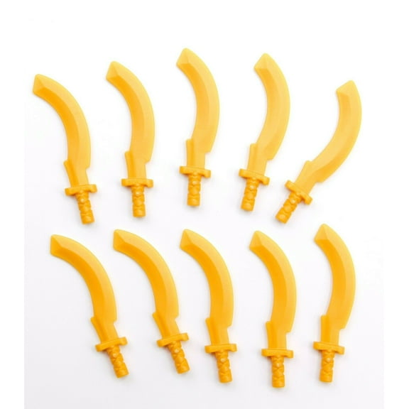 10 Lego Pearl Gold Minifigure, Weapon Sword, Khopesh (Sickle Sword)
