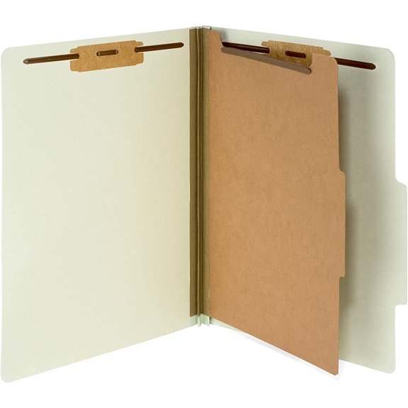 10 Letter Size Gray Green Classification Folders - 1 Divider 2 Inch Tyvek Expansions Durable Prongs Designed to Orize Standard Medical Files, Office Reports Size, Green, Pack