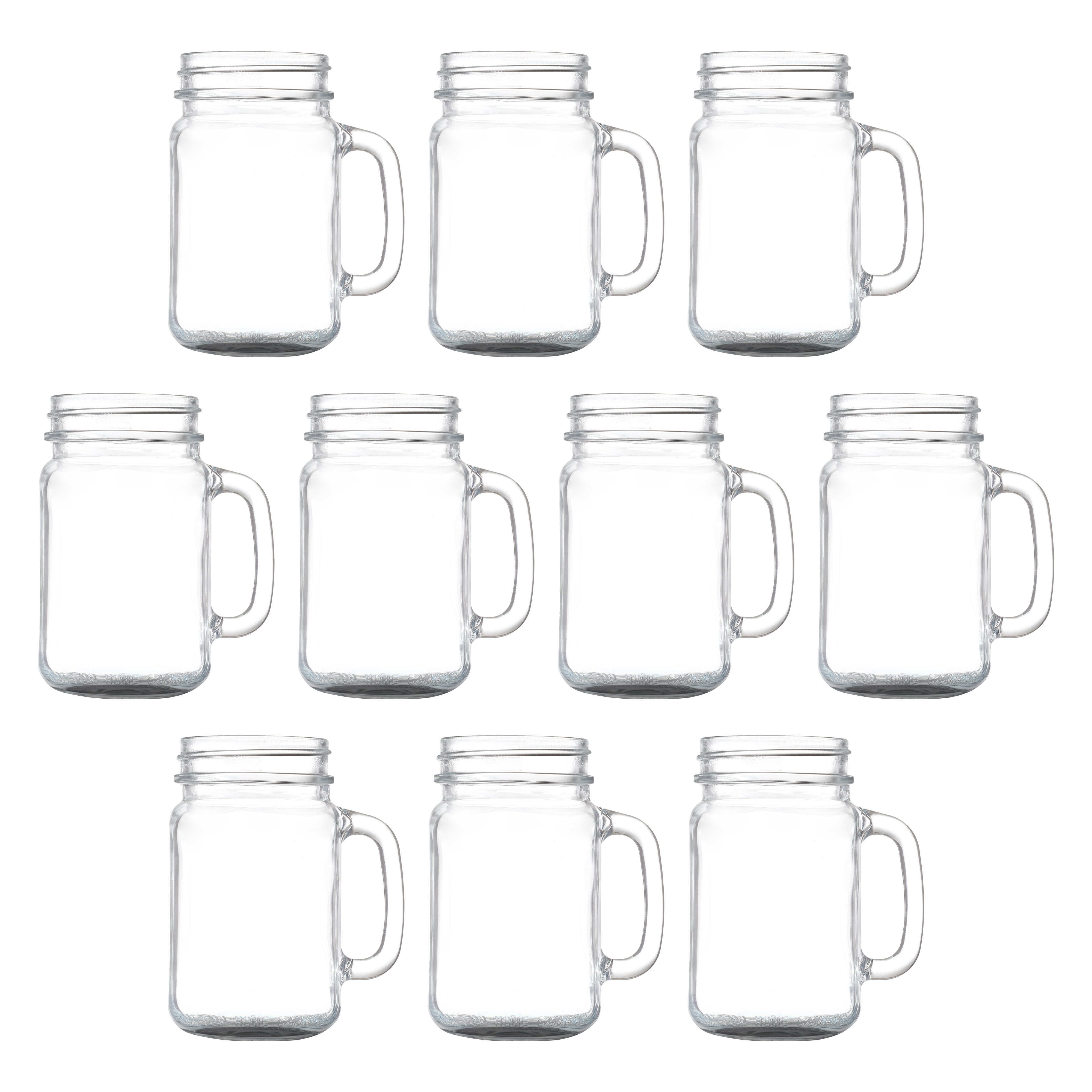 10 Libbey Mason Jars with Handles Set, 16 oz. Traditional style, High
