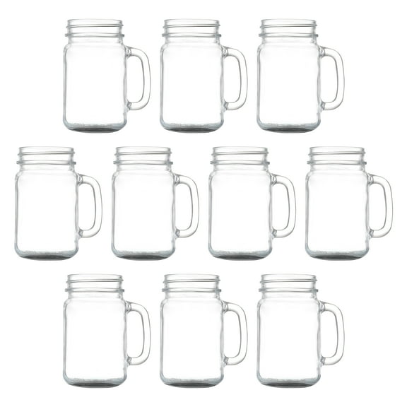 10 Libbey Mason Jars with Handles Set, 16 oz. - Traditional style, High standard - Black