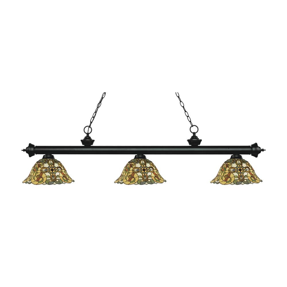 Beau 46" Rubbed Brass Chandelier with Fluted Glass Shades