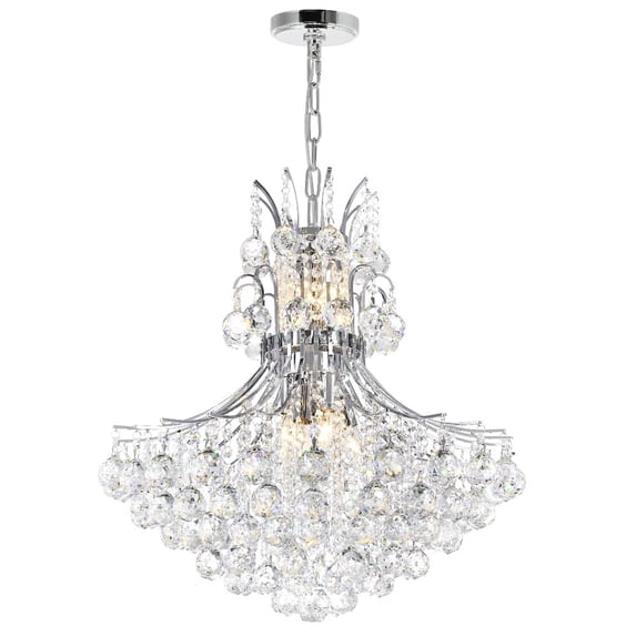 CWI Lighting Princess 10 Light Down Transitional Metal Chandelier in Chrome