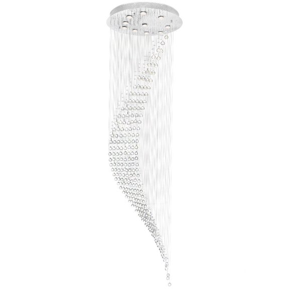CWI Lighting Ribbon 10 Light Transitional Metal Flush Mount Light in Chrome