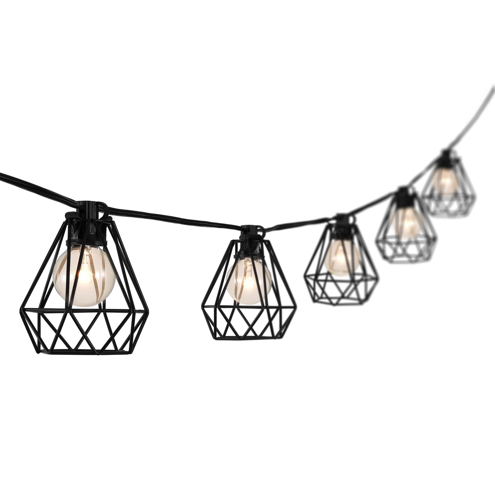 Black Diamond Cage LED Globe String Lights, 10 ft