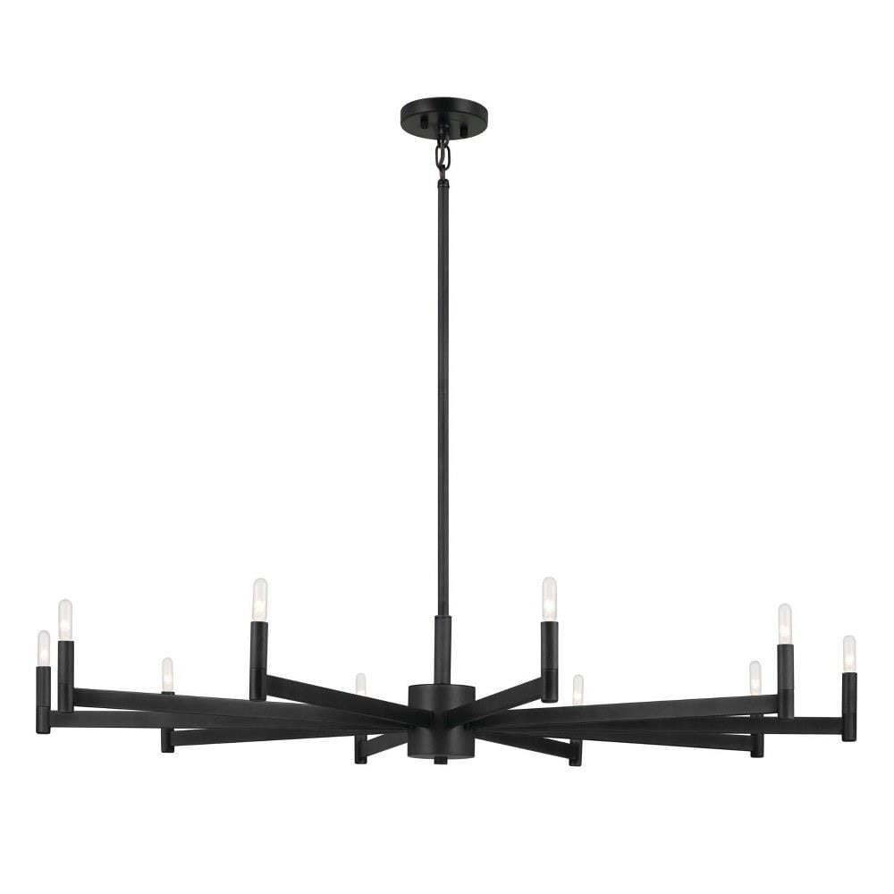 Erzo 48" Black Steel 10-Light Candle Style Chandelier