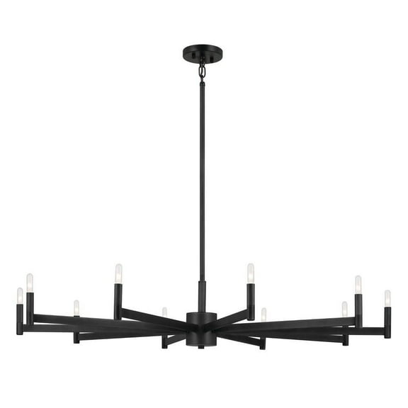 10 Light Large Chandelier in Mid-Century Modern Style-9.5 inches Tall and 48 inches Wide-Black Finish Bailey Street Home 147-Bel-5035773