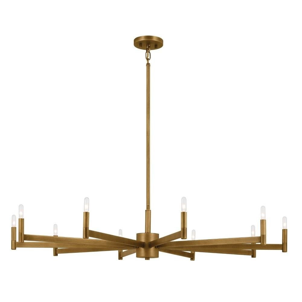 10 Light Large Chandelier in Mid-Century Modern Style-9.5 inches Tall and 48 inches Wide-Natural Brass Finish Bailey Street Home 147-Bel-5035789