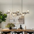 thumbnail image 1 of Lzawvm Linear Chandelier 10-Light Dining Room Light Fixture with Smokey Grey Globe Kitchen Island Lighting Over Table for Living Room Sputnik Black, 1 of 14
