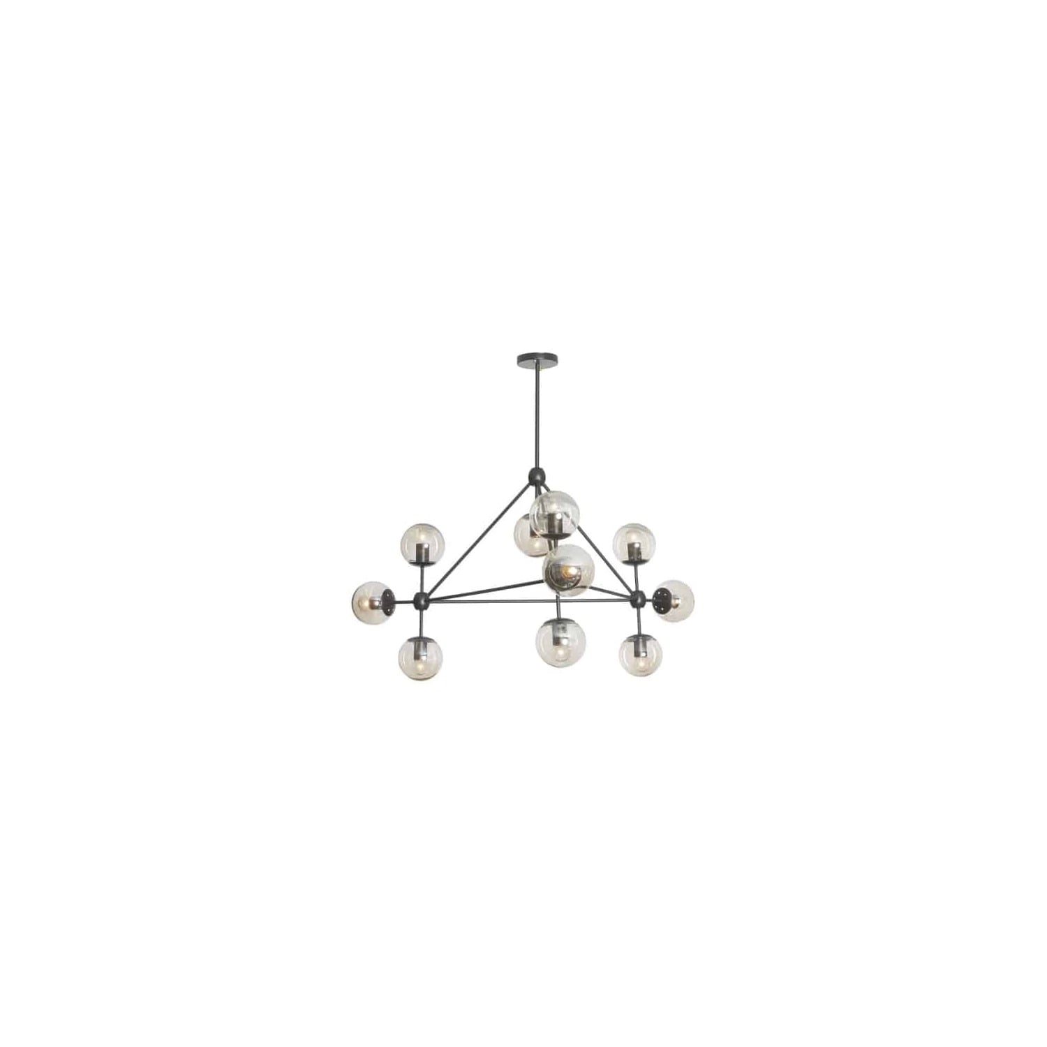 Modern Black 10-Light Globe Chandelier with Clear Shades