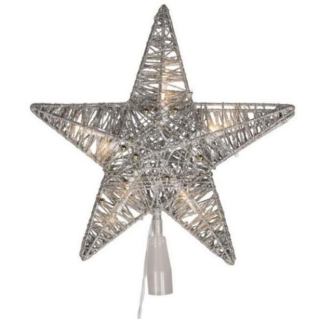10 Light x 12.5 in. LED Silver 5 Point Star Tree Topper - Pack of 6 ...