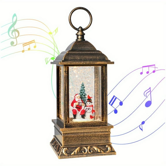 10'' Lighted Cardinal Music Snow Globe Water Lantern with Swirling Glitter, Santa, Snowman, Battery Operated or USB Powered for Christmas Home, Living Room Decoration