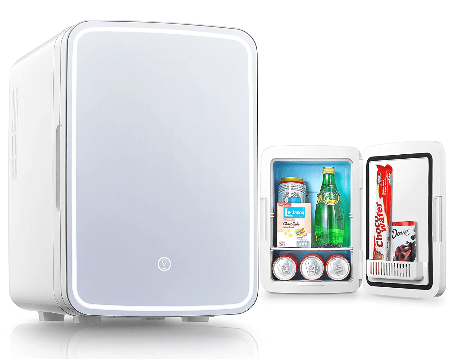 15 Liter/21 Cans Mini Fridge for Bedroom, 110V AC/12V DC Portable Skincare  Fridge, Thermoelectric Cooler and Warmer Small Refrigerator Makeup, Food