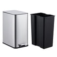 thumbnail image 1 of 10 Liter Small Bathroom Step Trash Can with Soft-Close Lid, Hands-Free Pedal & Removable Inner Bucket, Fingerprint Resistant Brushed Stainless Steel, 1 of 7