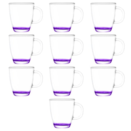 10 London Glass Ceramic Mugs Set, 11.75 oz. - Drinkware, Coffee, C-handle - Purple