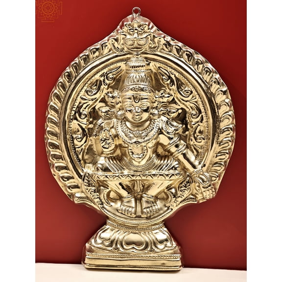 10" Lord Ayyappan Wall Hanging Idol | Handmade Brass Statue