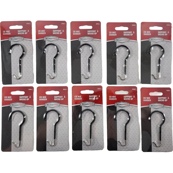 10 Lot RoadPro RPHH-2 CB Radio Metal Buddy Hook/Steel Microphone Holder Hangers