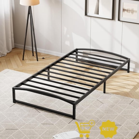 10" Low Profile Queen Bed Frame with Arch Design, Heavy Duty Metal Platform, Noise-Free, No Box Spring Needed, Easy Assembly