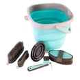 thumbnail image 1 of 10 Ltr Hilason Western Horse Care Grooming Kit Collapsible Bucket Set Turquoise, 1 of 2