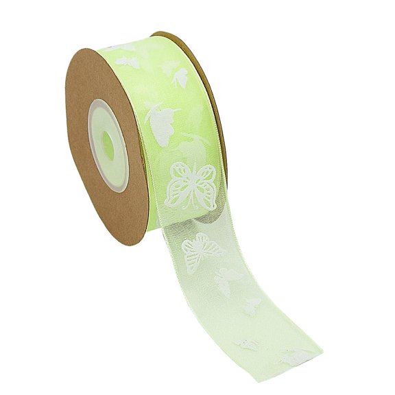 10 M Butterfly Fabric Ribbon Grosgrain Ribbon Gift Ribbon Christmas Ribbon Ribbon Light Green