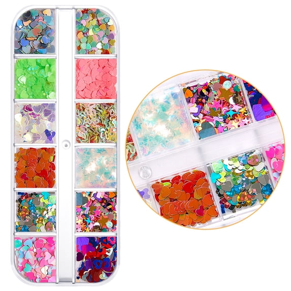 Christmas Nail Sequins Irregular Colors Nail Tips Decoration Eyes Face Body Hair Holiday Makeup DIY Craft Nail Rhinestones for Acrylic Nails Nail Spa for Kids French Tip Nail Stickers Easter Nail