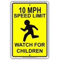 thumbnail image 1 of 10 MPH Speed Limit Watch For Children Caution Warning Notice Aluminium Metal 8"x12" Sign Plate, 1 of 5