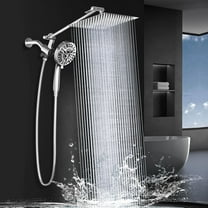 10'' Magnetic Rain Shower Head with Handheld Spray Combo, 8 2 MODE Built-in Power Wash, Stainless Steel Showerhead with Extension Arm and Long Hose, Chrome