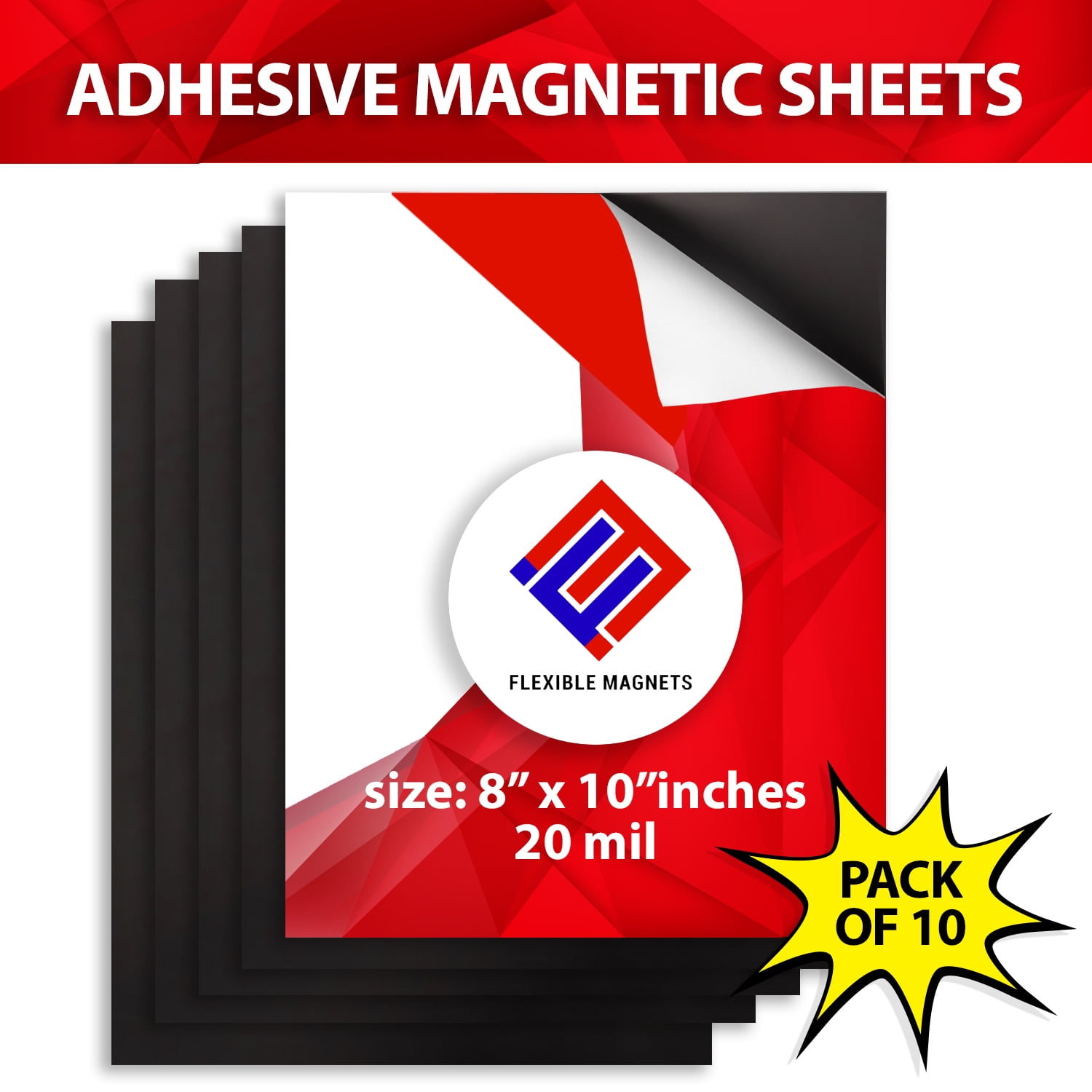 20 mil 8 x 10 Indoor Adhesive Magnet Sheets - Discount Magnet