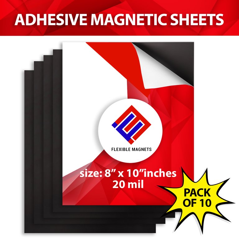 10 Magnetic Sheets of 8 x 10 Adhesive 20 mil Magnet