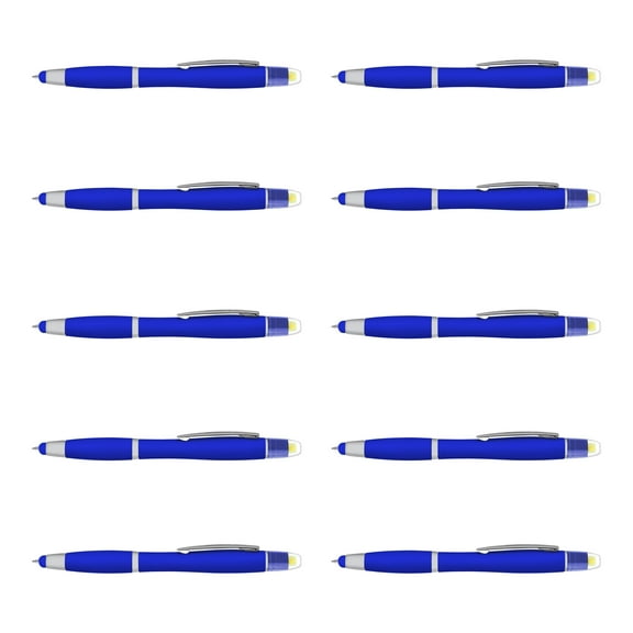 10 Maitland Gel Highlighter Stylus Pens Pack - Ballpoint, Black Ink - Blue