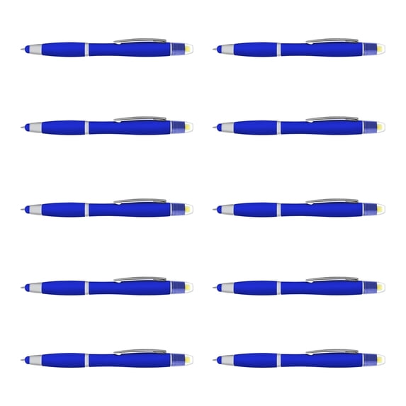 10 Maitland Gel Highlighter Stylus Pens Pack - Ballpoint, Black Ink - Blue